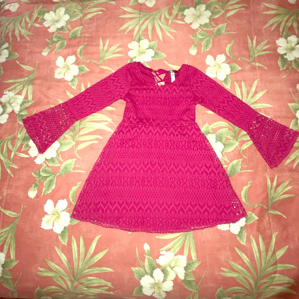 Girls Pink Lace Dress